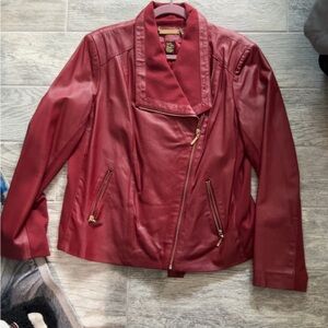 IMAN Bold Red Leather Jacket
